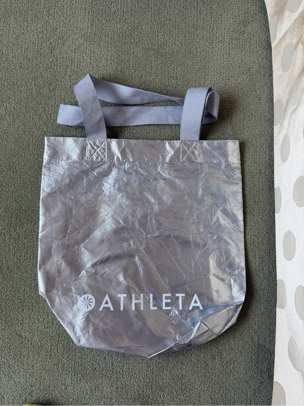🗽Athleta Silver Metallic Logo Tote Bag